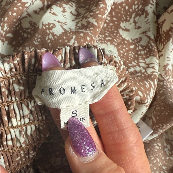 Promesa-Brown & Cream  Maxi Skirt with front slit and button detail. - Picture 5 of 7